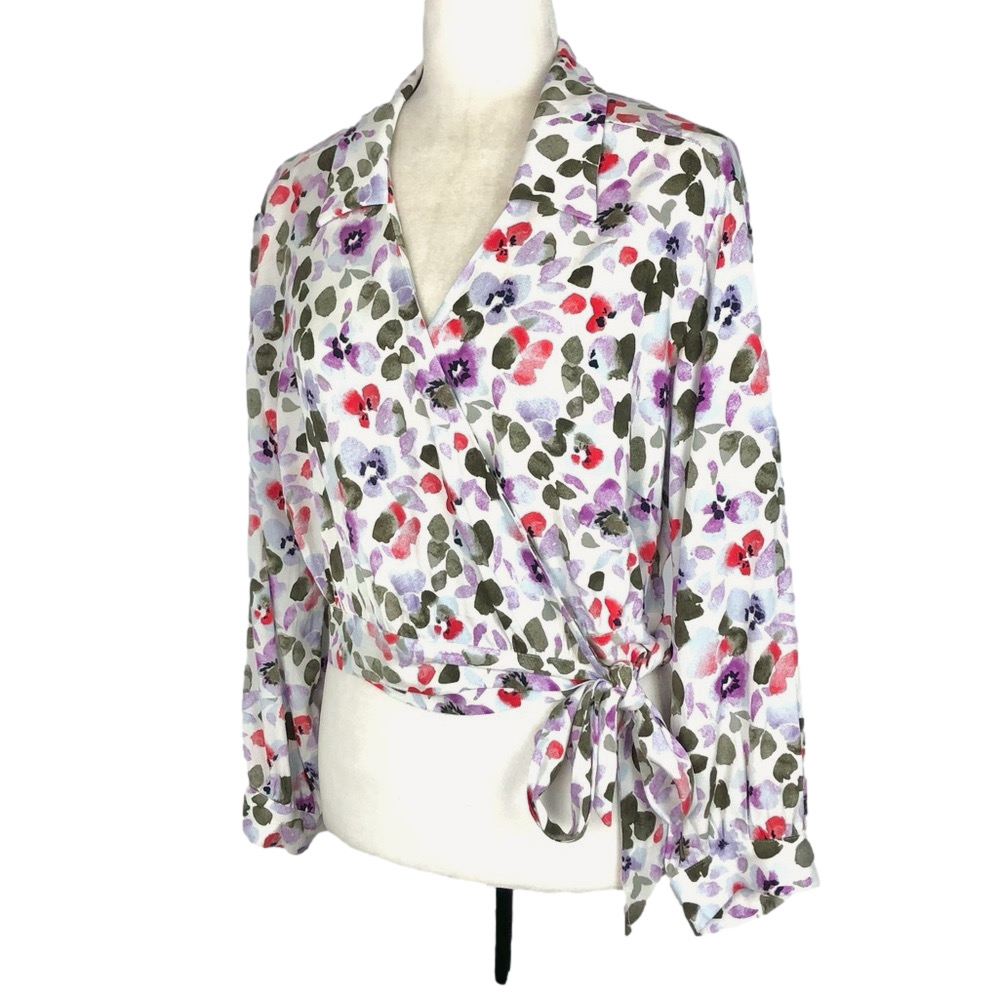 Frank And Oak floral wrap blouse